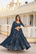 Load image into Gallery viewer, Teal Dazzling Faux Blooming Lehenga Choli with Sequins &amp; Thread Embroidery ClothsVilla