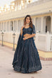 Load image into Gallery viewer, Teal Dazzling Faux Blooming Lehenga Choli with Sequins &amp; Thread Embroidery ClothsVilla