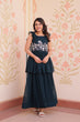 Load image into Gallery viewer, Teal Designer Faux Blooming Embroidered Gown with Bead Work &amp; Canvas Patta Clothsvilla