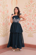Load image into Gallery viewer, Teal Designer Faux Blooming Embroidered Gown with Bead Work &amp; Canvas Patta Clothsvilla