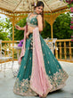 Load image into Gallery viewer, Teal Elegant Chiffon Sequin Embroidered Lehenga Choli Set with Ethnic Dupatta &amp; Handmade Latkan ClothsVilla