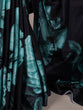 Load image into Gallery viewer, Teal Elegant Floral Print Satin Silk Saree with Plain Banglory Blouse Piece ClothsVilla