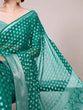 Load image into Gallery viewer, Teal Elegant Nylon Georgette Saree with Zari Weaving &amp; Viscose Border ClothsVilla