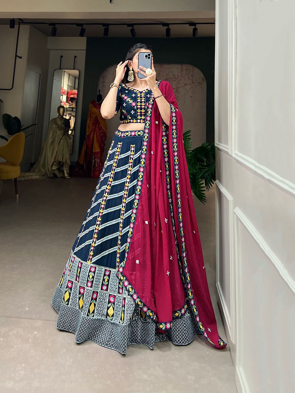 Teal Embroidered Georgette Lehenga - Celebrate Tradition in Modern Elegance ClothsVilla Main image