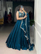Load image into Gallery viewer, Teal Fendi Fabric Embroidered Lehenga Set with Sequins Work – Stitched Lehenga &amp; Unstitched Blouse ClothsVilla
