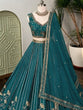 Load image into Gallery viewer, Teal Georgette Embroidered Lehenga ClothsVilla