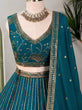 Load image into Gallery viewer, Teal Georgette Embroidered Lehenga ClothsVilla