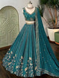 Load image into Gallery viewer, Teal Georgette Embroidered Lehenga ClothsVilla