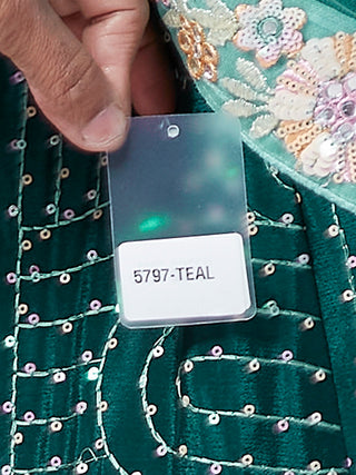 Teal Georgette heavy Sequinse embroidery Semi-Stitched Lehenga choli & Dupatta ClothsVilla