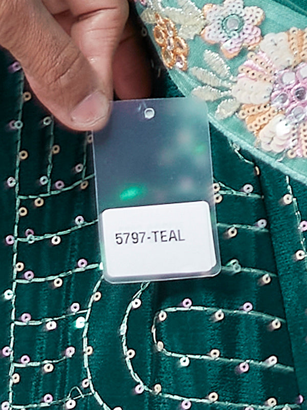 Teal Georgette heavy Sequinse embroidery Semi-Stitched Lehenga choli & Dupatta ClothsVilla