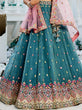 Load image into Gallery viewer, Teal Gorgeous Pure Georgette Tissue Lehenga Choli Set with Heavy Sequin &amp; Thread Embroidery Work ClothsVilla