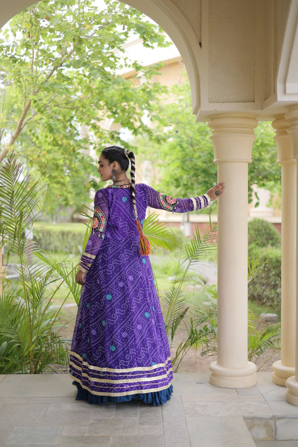 Teal Lehenga with Bandhani Shrug ClothsVilla