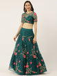 Load image into Gallery viewer, Teal Net Semi stitched Coding, Sequins and Saroski Stone Work Lehenga Choli ClothsVilla