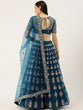 Load image into Gallery viewer, Teal Net Semi stitched Mirror and Coding Work Lehenga Choli Clothsvilla