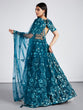 Load image into Gallery viewer, Teal Net Sequins, Mirror and thread embroidery Semi-Stitched Lehenga choli &amp; Dupatta Clothsvilla