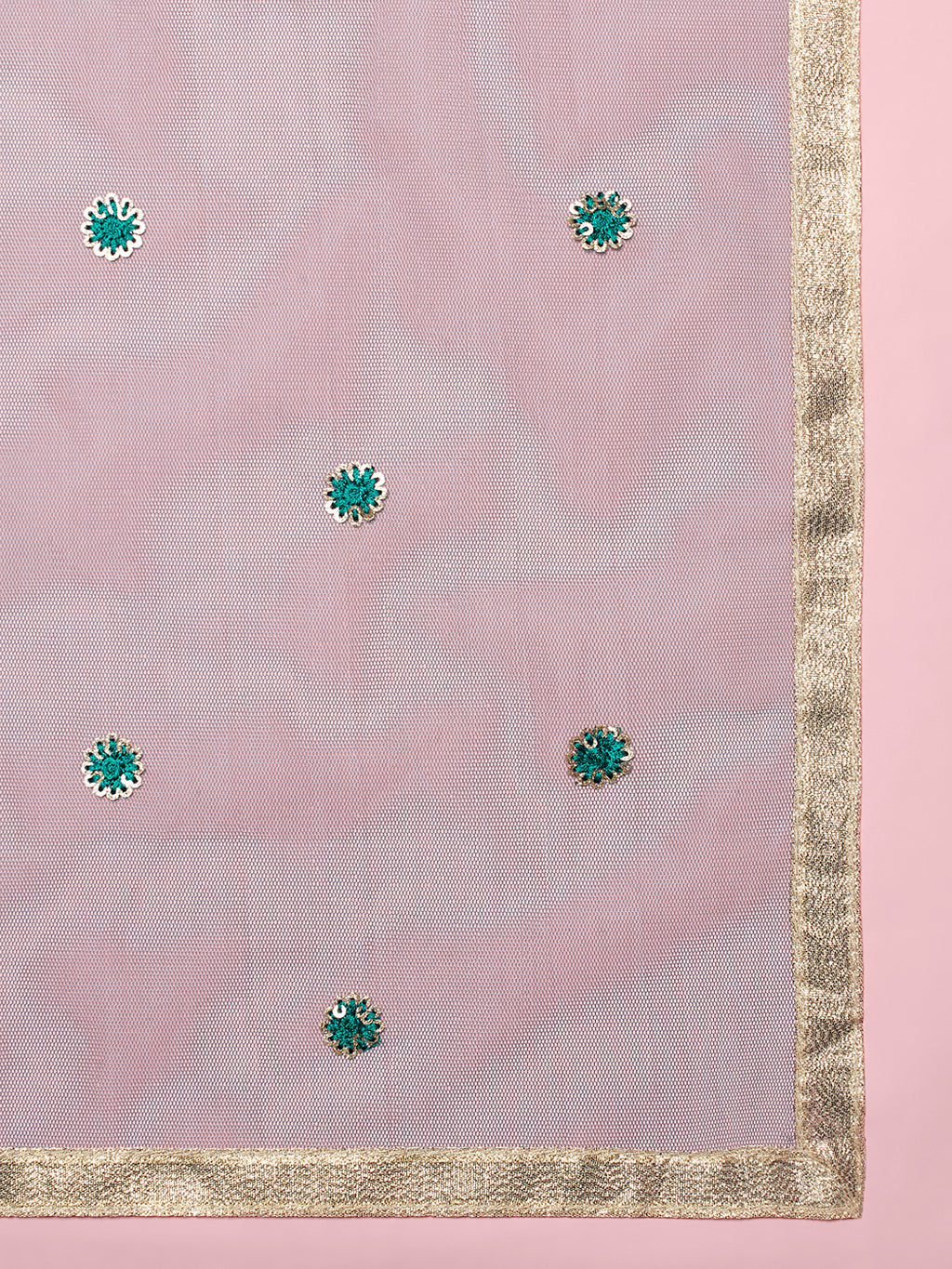 Teal Net Sequinse Work Semi-Stitched Lehenga & Unstitched Blouse, Dupatta Clothsvilla