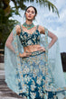 Load image into Gallery viewer, Teal Padded colour Georgette Sequins &amp; Zarkan embroidery Semi-Stitched Lehenga choli &amp; Dupatta Clothsvilla