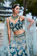 Load image into Gallery viewer, Teal Padded colour Georgette Sequins &amp; Zarkan embroidery Semi-Stitched Lehenga choli &amp; Dupatta Clothsvilla