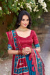 Load image into Gallery viewer, Teal Patola Print Tussar Silk Lehenga Set with Gotta Patti Dupatta ClothsVilla