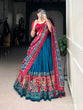 Load image into Gallery viewer, Teal Patola Print Tussar Silk Lehenga Set with Gotta Patti Dupatta ClothsVilla