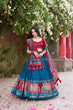 Load image into Gallery viewer, Teal Patola Print Tussar Silk Lehenga Set with Gotta Patti Dupatta ClothsVilla