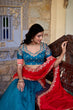 Load image into Gallery viewer, Teal Premium Vichitra Silk Lehenga Set with Zari &amp; Sequin Detailing – 3-Piece Ensemble Clothsvilla