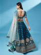 Load image into Gallery viewer, Teal - Pure Georgette Embroidered Semi-Stitched Lehenga ClothsVilla