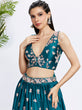 Load image into Gallery viewer, Teal Pure Georgette Sequins and thread embroidery Semi-Stitched Lehenga choli &amp; Dupatta ClothsVilla
