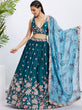Load image into Gallery viewer, Teal Pure Georgette Sequins and thread embroidery Semi-Stitched Lehenga choli &amp; Dupatta ClothsVilla