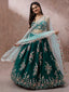 Teal - Pure Georgette Thread & Sequins Work Semi-Stitched Lehenga Clothsvilla