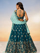 Load image into Gallery viewer, Teal Pure Georgette with heavy Sequins embroidery Semi-Stitched Lehenga choli &amp; Dupatta ClothsVilla.com