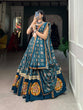 Load image into Gallery viewer, Teal Pure Rayon Chaniya Choli with Printed Foil &amp; Gamthi Patchwork ClothsVilla