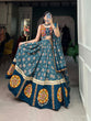 Load image into Gallery viewer, Teal Pure Rayon Chaniya Choli with Printed Foil &amp; Gamthi Patchwork ClothsVilla