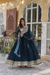 Load image into Gallery viewer, Teal Purple Premium Faux Blooming Embroidered Gown Set with Designer Dupatta ClothsVilla