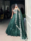 Teal Radiant Gold Crush Lehenga Set – Luxe Elegance with Jarkan Diamond & Sequin Embroidery ClothsVilla