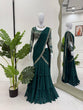 Load image into Gallery viewer, Teal Ready-to-Wear Faux Georgette Lehenga Saree with Embroidered Choli &amp; Rivet Moti Work ClothsVilla
