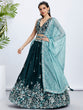 Load image into Gallery viewer, Teal Sequin and Thread Embroidery Lehenga Choli Set with Dupatta ClothsVilla