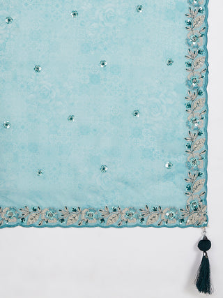 Teal Sequin and Thread Embroidery Lehenga Choli Set with Dupatta ClothsVilla