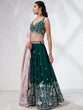 Load image into Gallery viewer, Teal Sequinned Lehenga Choli with Mirror Work and Thread Embroidery ClothsVilla