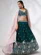 Load image into Gallery viewer, Teal Sequinned Lehenga Choli with Mirror Work and Thread Embroidery ClothsVilla
