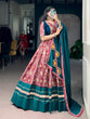 Load image into Gallery viewer, Teal Silk Printed Lehenga Choli Set ClothsVilla
