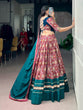 Load image into Gallery viewer, Teal Silk Printed Lehenga Choli Set ClothsVilla