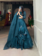 Load image into Gallery viewer, Teal Simple &amp; Elegant Rajwadi Chanderi Lehenga Choli ClothsVilla