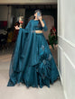 Load image into Gallery viewer, Teal Simple &amp; Elegant Rajwadi Chanderi Lehenga Choli ClothsVilla