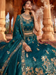 Load image into Gallery viewer, Teal Tissue Semi-Stitched Bridal Lehenga with Heavy Sequin, Moti, and Coding Embroidery Work ClothsVilla