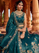 Load image into Gallery viewer, Teal Tissue Semi-Stitched Bridal Lehenga with Heavy Sequin, Moti, and Coding Embroidery Work ClothsVilla