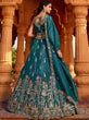 Load image into Gallery viewer, Teal Tissue Semi-Stitched Bridal Lehenga with Heavy Sequin, Moti, and Coding Embroidery Work ClothsVilla