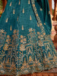 Load image into Gallery viewer, Teal Tissue Semi-Stitched Bridal Lehenga with Heavy Sequin, Moti, and Coding Embroidery Work ClothsVilla