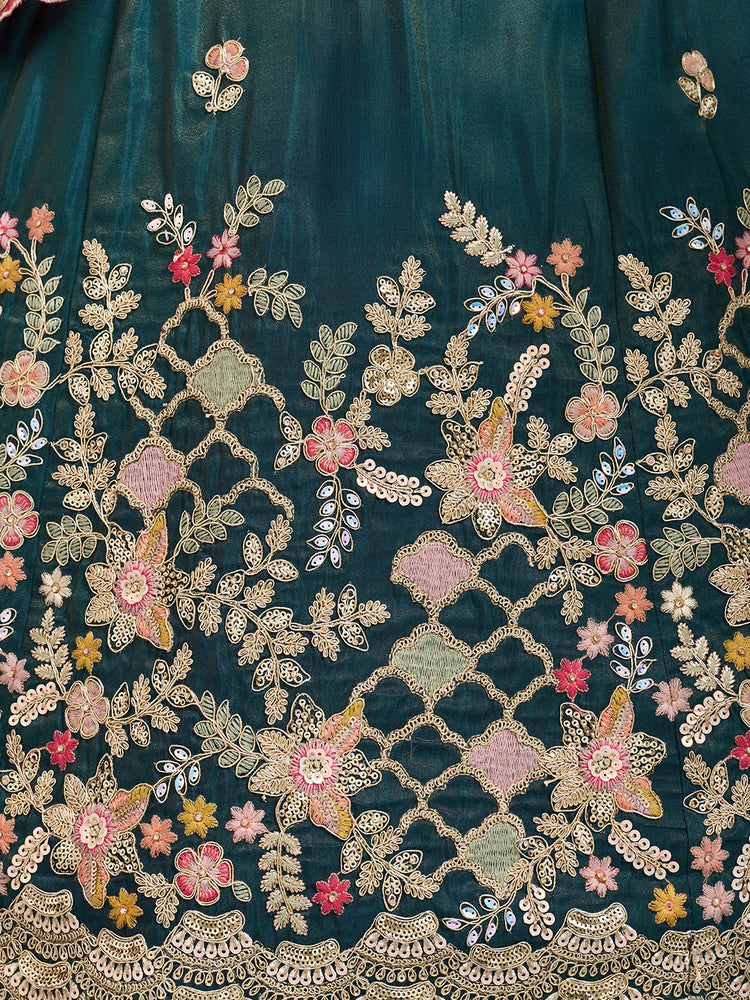 Tissue Sequins Embroidered Semi-Stitched Lehenga & Unstitched Blouse With Dupatta Clothsvilla