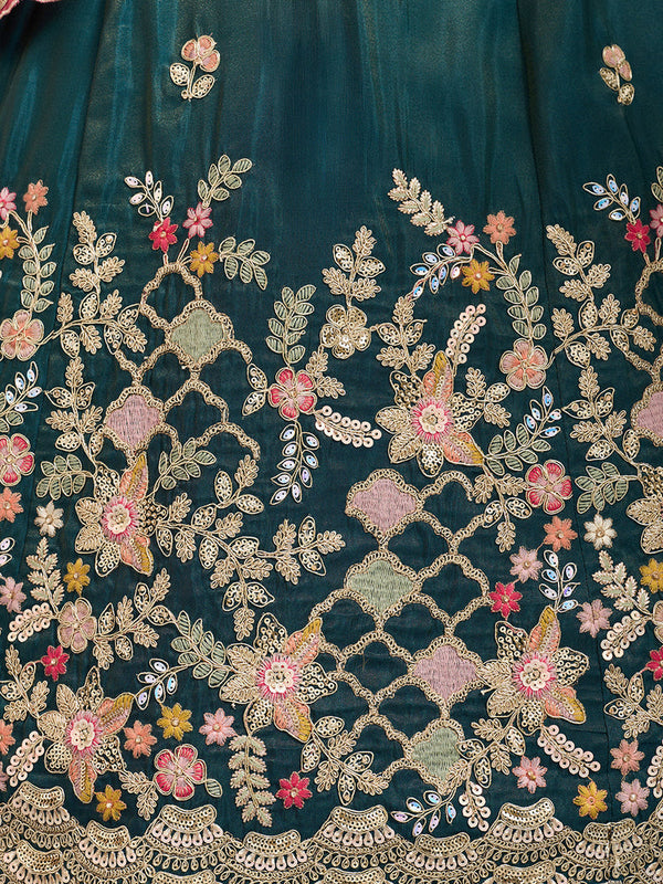 Tissue Sequins Embroidered Semi-Stitched Lehenga & Unstitched Blouse With Dupatta Clothsvilla